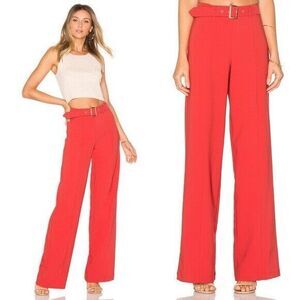 Lovers & Friends Revolve Angeli Wide Leg High Rise Pants XS Belted Office Chic